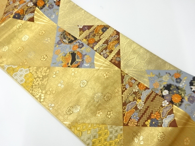 JAPANESE KIMONO / VINTAGE FUKURO OBI / WOVEN FLORAL PLANTS